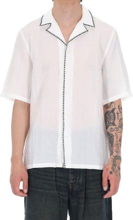 Officine G&eacute;n&eacute;rale Eren All-Over Embroidered Seersucker Shirt