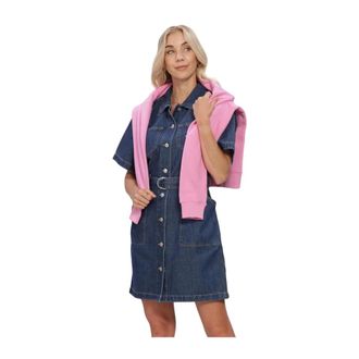 Tommy Jeans Utility Shirt Dress - Dames - Jurken - Blauw - Maat: L Katoen