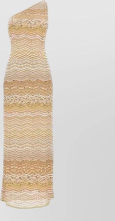 Missoni one shoulder long knit pattern dress