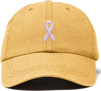 Dalix Pink Ribbon Dad Cap in Washed Gold at Nordstrom