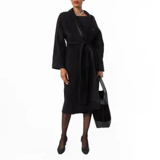 Ferragamo Belted Wrap Wool Coat, Brand Size 44 ( US Size 10 )