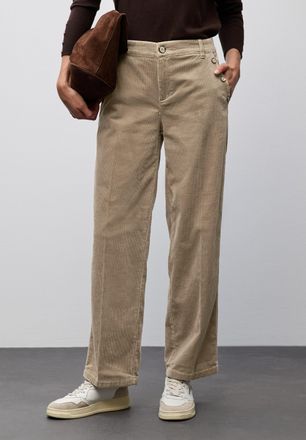 Street One Cordhose STREET ONE, Damen, Gr. 38, L&auml;nge 30, flowing beige, Cord, Obermaterial: 97% Baumwolle, 3% Elasthan, unifarben, straight fit lang, Hosen Cordh