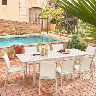 Sweeek Set Of 4 Stackable Aluminium Garden Chairs in Beige