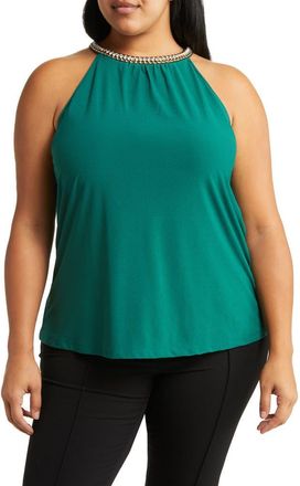 By Design Rhinestone Trim Mock-Neck Blouse in Botanical Garden at Nordstrom Rack, Size 2X