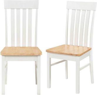 Costway Dining Chairs Set of 2 Dining Room Chairs w/Hollowed Backrests-Natural