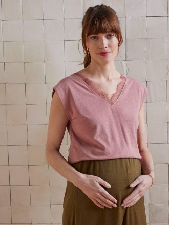 Vertbaudet Wendbares Umstands-Shirt aus Leinenmix altrosa