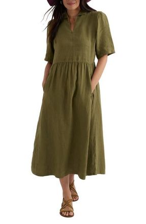 Seasalt Cornwall Fen Violet Linen Midi Shirtdress in Creek at Nordstrom, Size 10 Us