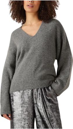 Knit-ted Grijze Lucia Trui & Vest - Dames - V-hals truien - Grijs - S - Truien & Vesten