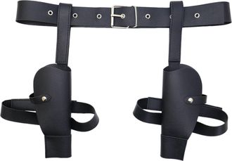 Generic Dress Belt Boho Braided Revolver Holster Holder Cowboy LARP Cosplay Costume Accessory Non Metallic Belts Men (Black, One Size)