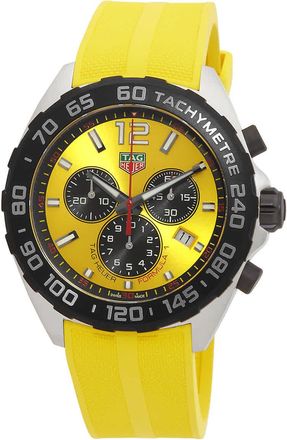 Tag Heuer Formula 1 Chronograph Quartz Yellow Dial Mens Watch CAZ101AM.FT8054