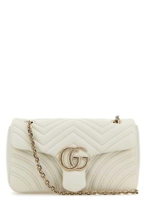 Gucci White GG Marmont Medium Shoulder Bag