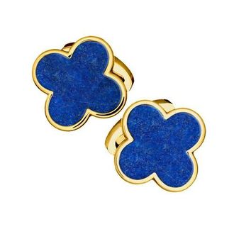 Jan Leslie Four Leaf Clover 18K Gold Vermeil Sterling Cufflinks in Blue at Nordstrom