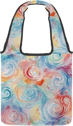 Generic Mysterious Swirls Watercolor Texture Reversible Canvas Shoulder Tote - Double-Sided Print, 12oz Cotton, 27cm Drop, Fold-Flat Bag for Travel, Shopping,
