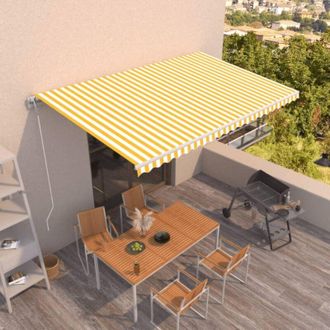 vidaXL Toldo Retr&aacute;ctil Autom&aacute;tico Amarillo Y Blanco 500x350 Cm Vidaxl