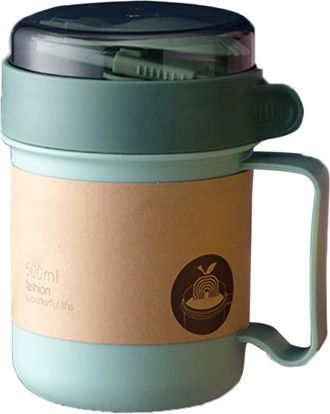 OEM Taza Peque&ntilde;a Para Sopa De 500 Ml Para Microondas Con Asas, Tapa Y Cuchara: Recipiente Para Llevar Para Sopas Calientes, Fideos Y Cereales