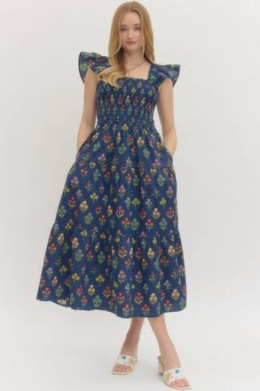 Entro Alexandra Dress In Navy
