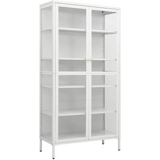vidaXL Vidaxl - Display Cabinet White 90x40x180 cm Steel and Tempered Glass