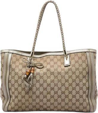 Gucci Pre-owned Bella Tote Bag - Dames - Vintage Shopper - Beige - ONE Size - Leer - Vintage