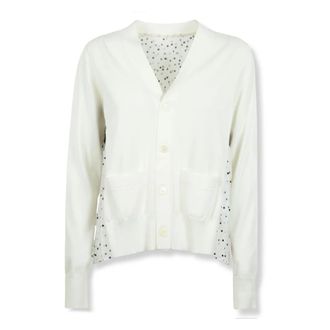 sacai Cardigans, female, White, Size: S Pattern Mix Cardigan