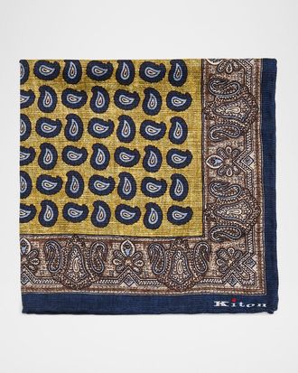 Kiton Men & apos;s Paisley-Medallion Double-Face Silk Pocket Square