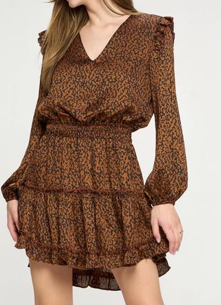 Adrienne Silk Mini Dress In Brown
