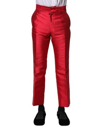 Dolce & Gabbana Mens Red Polyester Cropped Dress Pants
