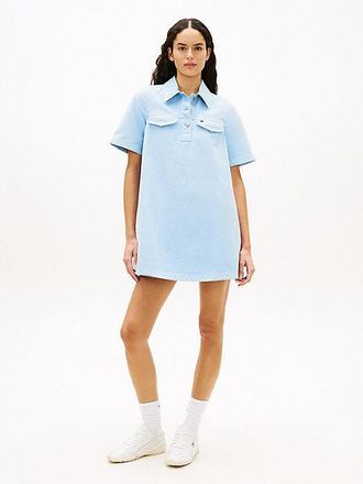 Tommy Hilfiger Washed Canvas Mini Short Sleeve Shirt Dress