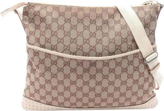 Gucci Pre-owned Cross Body Bags, female, Beige, Size: ONE SIZE Pre-owned Vintage Canvas Shoulder Bag