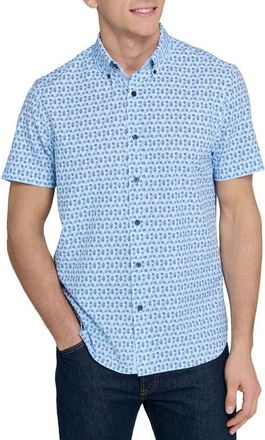 ConStruct Slim Fit Circle Geo Performance Short Sleeve Shirt in Light Blue/navy at Nordstrom, Size Xx-Large