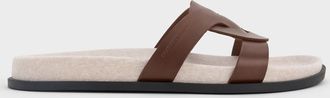 Charles & Keith Fannie Linen Interwoven Cut-Out Slide Sandals