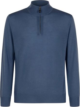 Canali Maglione a collo alto con zip corta - Blu