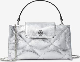 Tory Burch Gesteppte Handtasche aus Metallic-Leder Kira E/W
