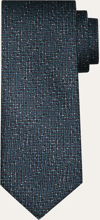 Brioni Mens Herringbone Jacquard Silk Tie