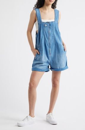Free People Jude Cotton Shortalls in Light Indigo at Nordstrom, Size X-Small