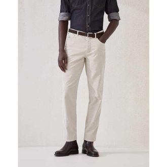 Brunello Cucinelli Mens Pumice Cotton Straight Leg Trousers, Size 54