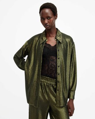 AllSaints Charli Sequin Relaxed Fit Shirt