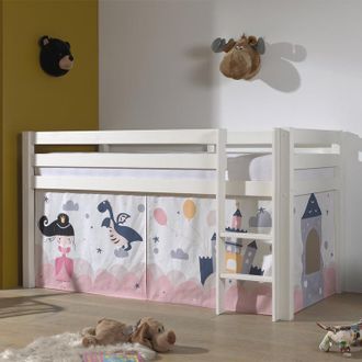 M&S Collection M&s - Cama De Semi Altura 90x200 Con Somier Y Funda Fairy Vipack Pino Blanco