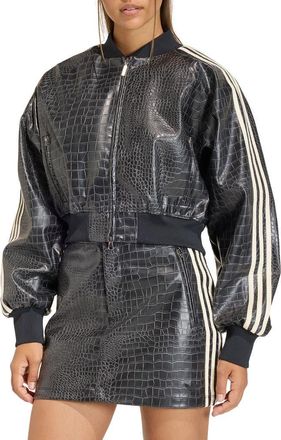 adidas Originals SST Croc Embossed Faux Leather Track Jacket in Black at Nordstrom, Size Medium