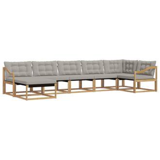vidaXL Conjunto De Sof&aacute;s De Exterior 7 Pcs Blanco Y Gris Claro Vidaxl