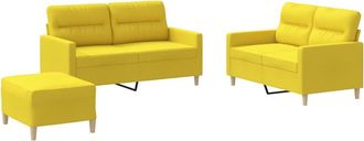 vidaXL Juego De Sof&aacute;s Con Cojines 3 Piezas Tela Amarillo Claro Vidaxl
