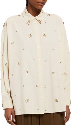 ottod'Ame Cotton Shirt With Strass in Ecru at Nordstrom, Size 42 It