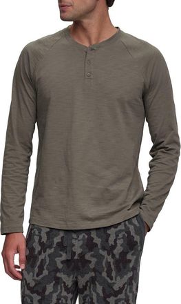 Barefoot Dreams Slub Jersey Henley in Khaki Green at Nordstrom, Size Xx-Large