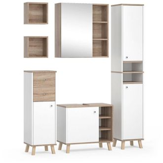 Vicco Conjunto De Muebles De Ba&ntilde;o Senyo, Blanco, 5 Piezas