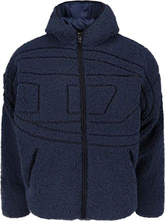 Diesel Blue S-Zat Teddy Hooded Zip Sweatshirt