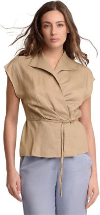 Kocca Overhemden, Dames, Beige, XS, Leer, Professionele Wikkel Top