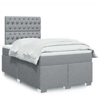 vidaXL Vidaxl - Cama Box Spring Con Colch&oacute;n Tela Gris Claro 120x190 Cm