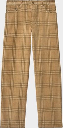Burberry Mens Check Corduroy Relaxed Fit Trousers