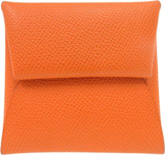 Herm&egrave;s Lime Orange Epsom Leather Coin Purse/Coin Case (Pre-Owned)