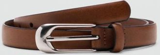 Mango Cintura pelle fibbia cioccolato - Donna - S - MANGO