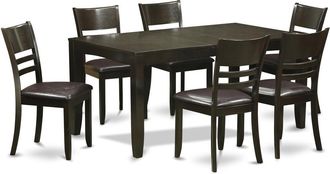 East West Furniture 7 PC Dining room set-Dining Table with Leaf and 6 Dining Chairs